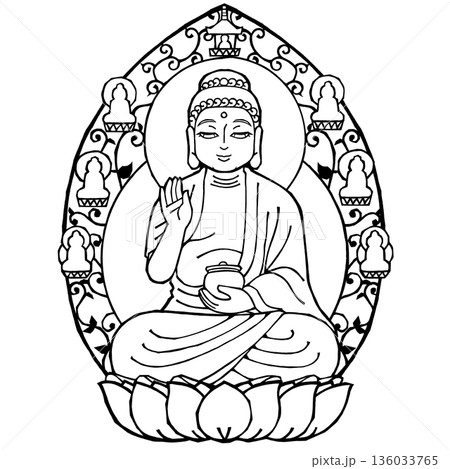 薬師如来(C)（モノクロ 136033765