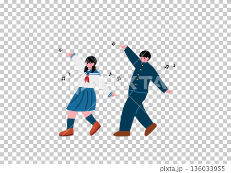 男女學生快樂地跳舞 136033955
