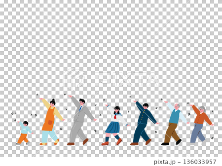 一幅三代同堂熱情跳舞的插圖 136033957