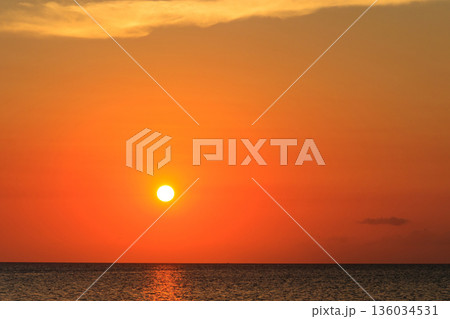 View of the Indian ocean at sunset in Zanzibar, Tanzania 136034531