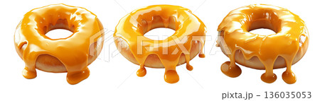 Fresh baked plain bagel with golden crust and glossy caramel glaze,, isolated on white transparent background. Fresh baked plain bagel with golden crust and glossy caramel glaze,, isolated on white transparent background. 136035053