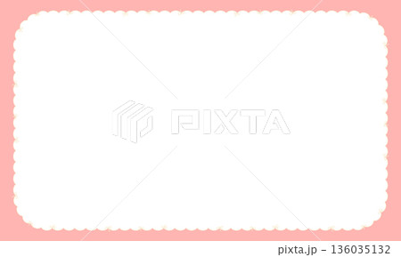 黄色いリボンの装飾があるふわふわした紐のピンクのフレーム 136035132