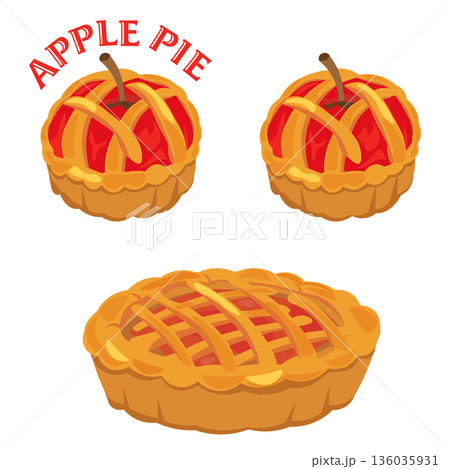アップルパイのイラストセット アップルパイのイラストセット 136035931