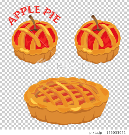 アップルパイのイラストセット アップルパイのイラストセット 136035931