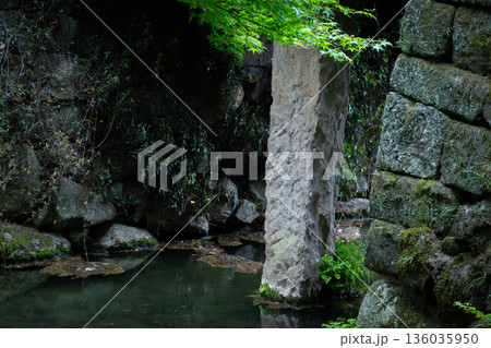 緑に囲まれた石の風景 136035950