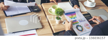 Banner close up hands group of Business People meeting in conference room. Panorama business team brainstorming partner teamwork. Close up hand Team meeting partnership trust teamwork with copy space 136036157