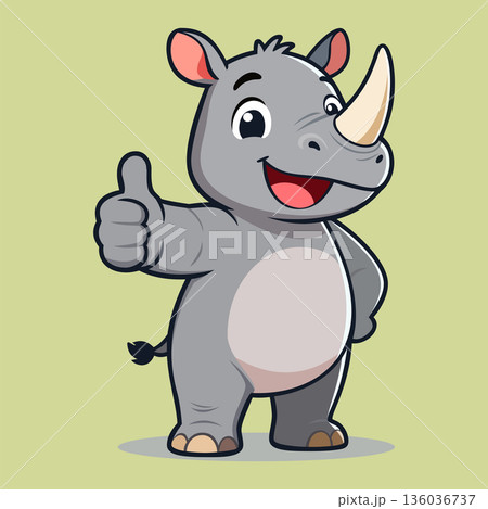 cartoon rhino mascot logo design vector 136036737