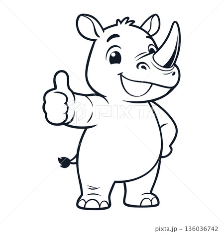 cartoon rhino mascot logo design vector 136036742