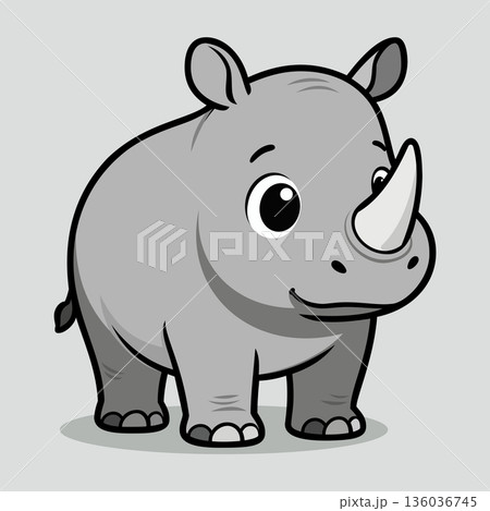 cartoon rhino mascot logo design vector cartoon rhino mascot logo design vector 136036745