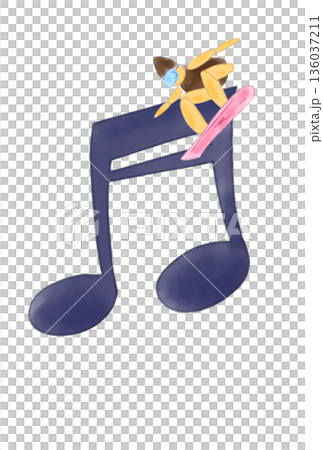 帶有滑雪板的音符 136037211
