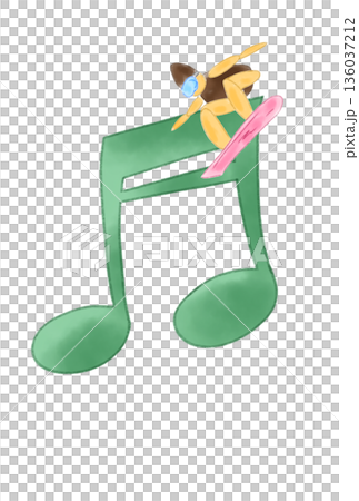 帶有滑雪板的音符 136037212