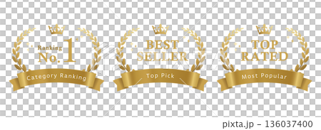 排名第一且最暢銷的金獎徽章皇冠和月桂花環套裝 136037400