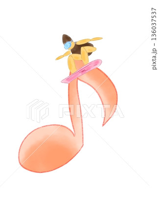 スノーボーダーの付いた音符 136037537