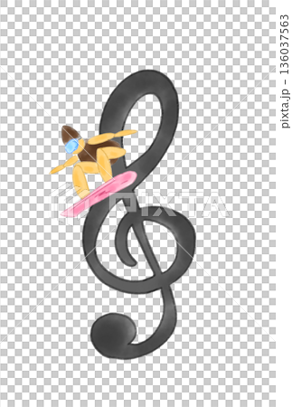 帶有滑雪板的音符 帶有滑雪板的音符 136037563