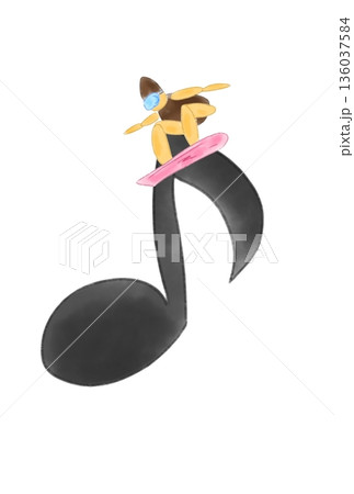 スノーボーダーの付いた音符 136037584