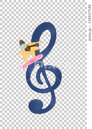 帶有滑雪板的音符 136037586