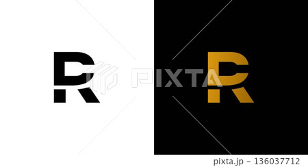 Unique and modern letter CR initials logo design 136037712
