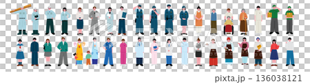 様々な業種の人々のイラストセット 136038121