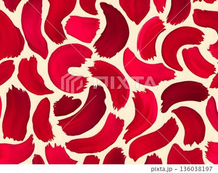 Vibrant Red Brush Strokes on Cream Background for Artistic Design 136038197
