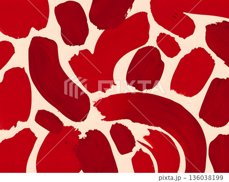 Abstract Red Brushstroke Pattern on Cream Background for Design Use 136038199