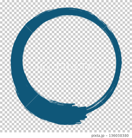 Circle drawn with a brush, center line, blue 136038380
