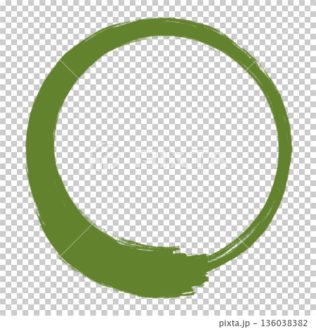 Brush-drawn circle, center line, moss Brush-drawn circle, center line, moss 136038382
