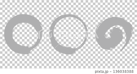 筆で描いた円と渦_セット_銀 筆で描いた円と渦_セット_銀 136038388