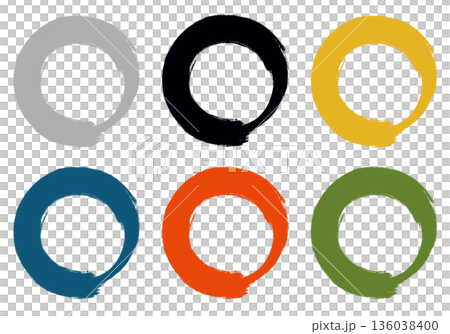 筆で描いた円_太線_セット 136038400