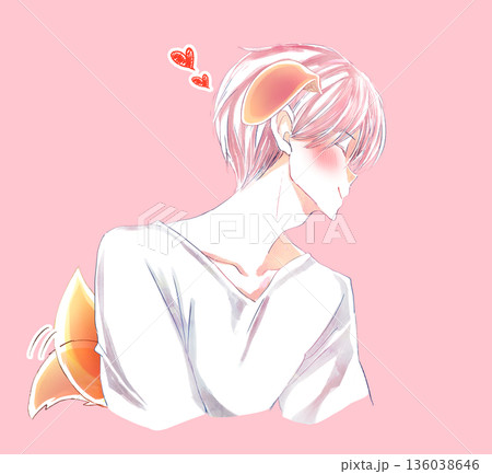 キス顔の男性　横顔　笑顔　赤面　犬っぽい 136038646