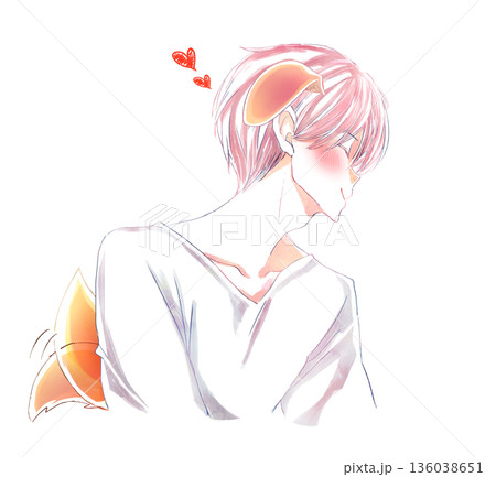 キス顔の男性　横顔　笑顔　赤面　犬っぽい 136038651