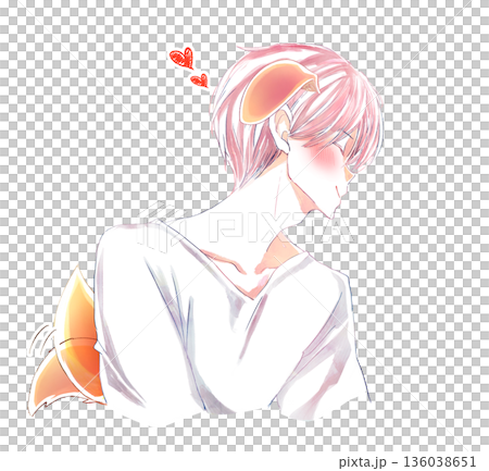 キス顔の男性　横顔　笑顔　赤面　犬っぽい 136038651