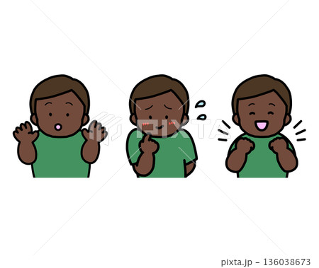 びっくり・照れる・喜ぶ 子供の感情表現 3点セット 136038673