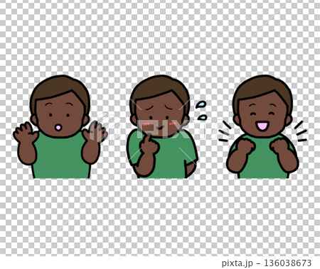 びっくり・照れる・喜ぶ 子供の感情表現 3点セット 136038673