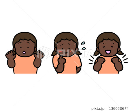 びっくり・照れる・喜ぶ 子供の感情表現 3点セット 136038674