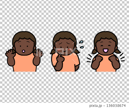 びっくり・照れる・喜ぶ 子供の感情表現 3点セット 136038674