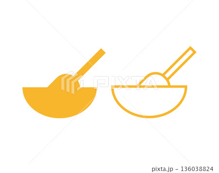 ボウルと泡立て器のアイコンのイラストのセット ボウルと泡立て器のアイコンのイラストのセット 136038824