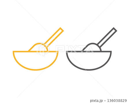 ボウルと泡立て器のアイコンの線画イラストのセット ボウルと泡立て器のアイコンの線画イラストのセット 136038829