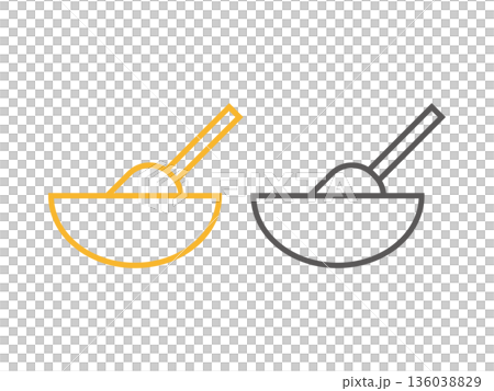 ボウルと泡立て器のアイコンの線画イラストのセット ボウルと泡立て器のアイコンの線画イラストのセット 136038829