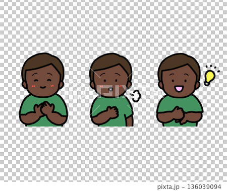 安心する・ほっとする・解決した 子供の感情表現 3点セット 安心する・ほっとする・解決した 子供の感情表現 3点セット 136039094