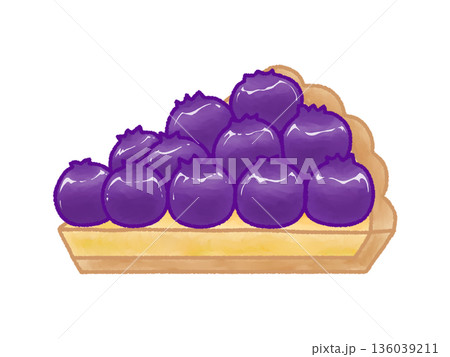ブルーベリータルトの手描きイラスト　カット 136039211