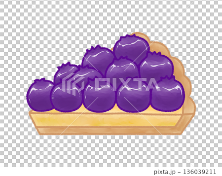 ブルーベリータルトの手描きイラスト　カット 136039211