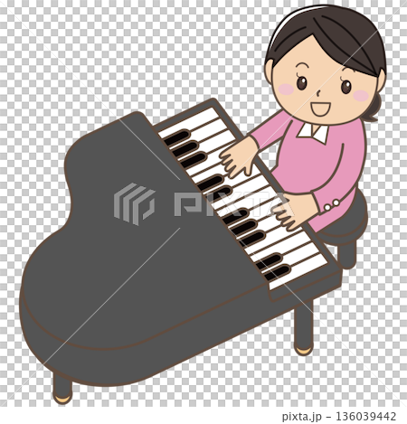 兒童彈鋼琴的音樂教育插圖 兒童彈鋼琴的音樂教育插圖 136039442