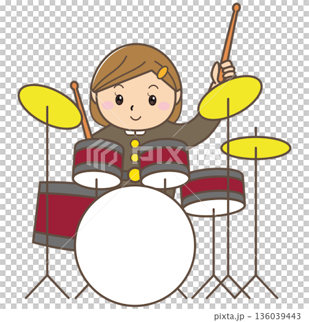 一幅兒童打鼓學習節奏的插圖 136039443