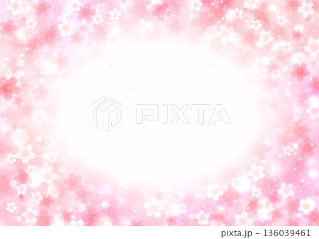 キラキラ優しく輝く桜の花 背景 フレーム 136039461