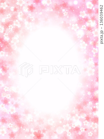 キラキラ優しく輝く桜の花 背景 フレーム　縦 136039462