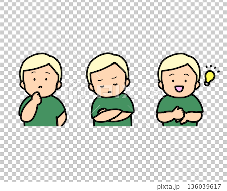 Worrying, Thinking, Inspirational Children's Emotional Expressions 3-Piece Set 136039617