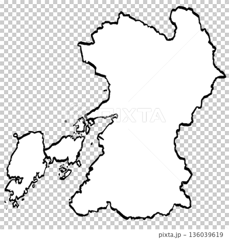 熊本縣地圖插圖(筆觸風格) 熊本縣地圖插圖(筆觸風格) 136039619