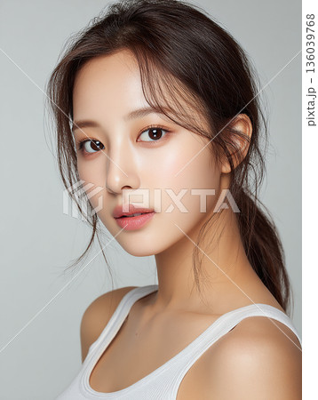 自信に満ちた表情のアジア人女性モデル ガールクラッシュ 136039768