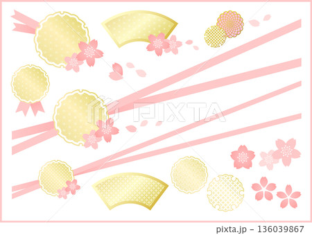 桜の和風飾り メダル ラッピング 136039867