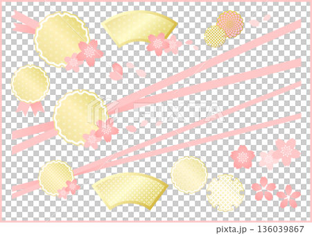 桜の和風飾り メダル ラッピング 136039867